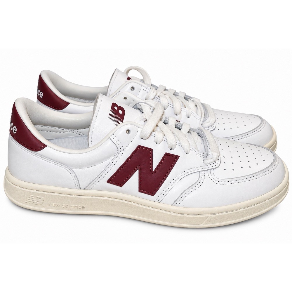 New Balance T500 Sneakers in the White Washed Burgundy colorway Mens 8.5